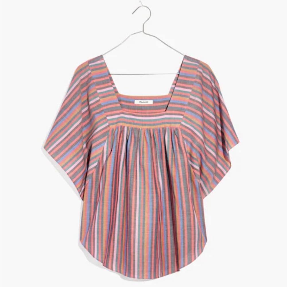 Madewell Butterfly top Rainbow stripe M